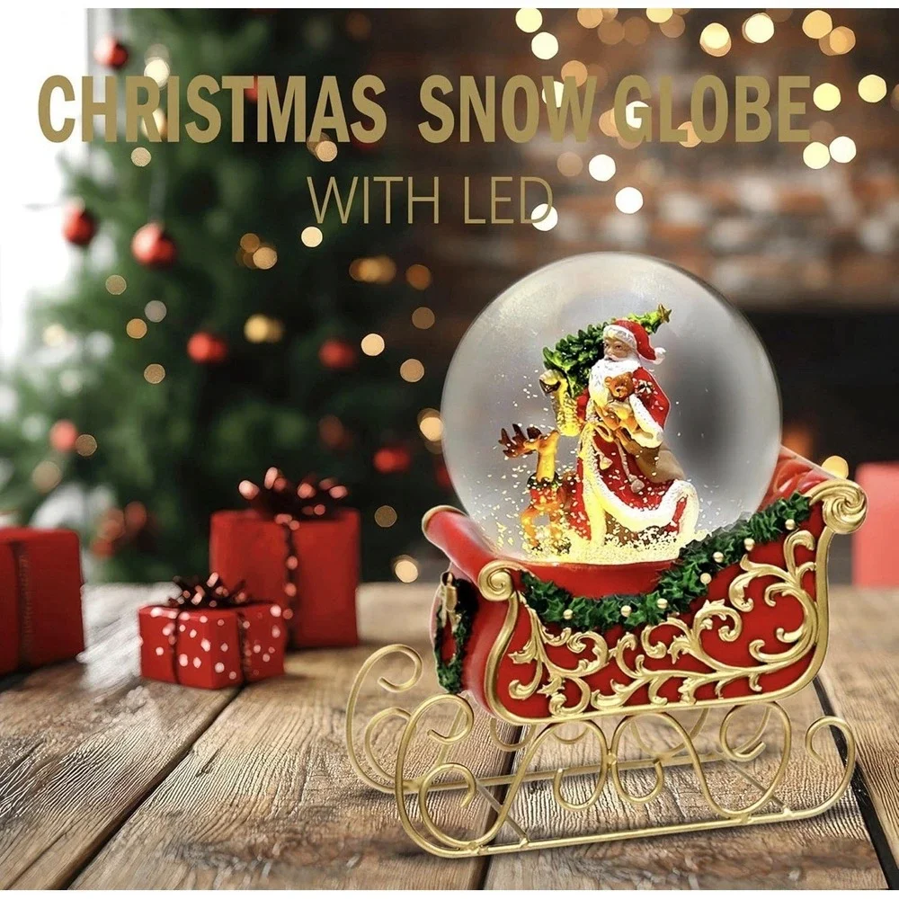 Christmas‎ Snowglobe Santa Claus Sleigh With Led Light